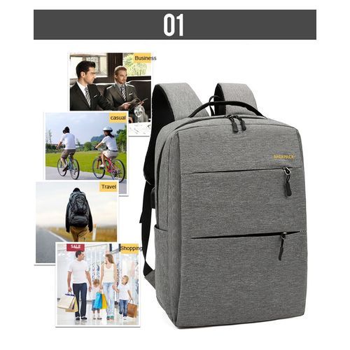 Backpack With USB Port-Grey