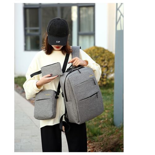 Backpack With USB Port-Grey