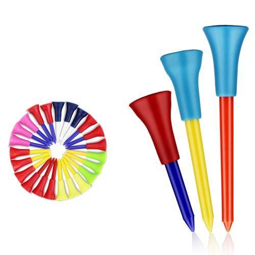 Rubber Cushion Top Plastic Golf Tees Mixed Colors Pack of 30pcs
