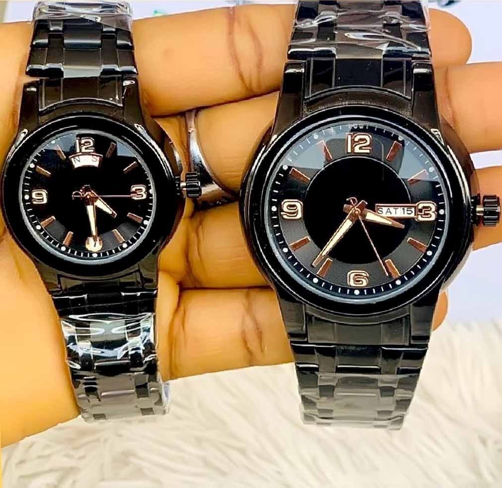 Black Is Very Beautiful Non Fading Couple's Wristwatch For Sweet Couples