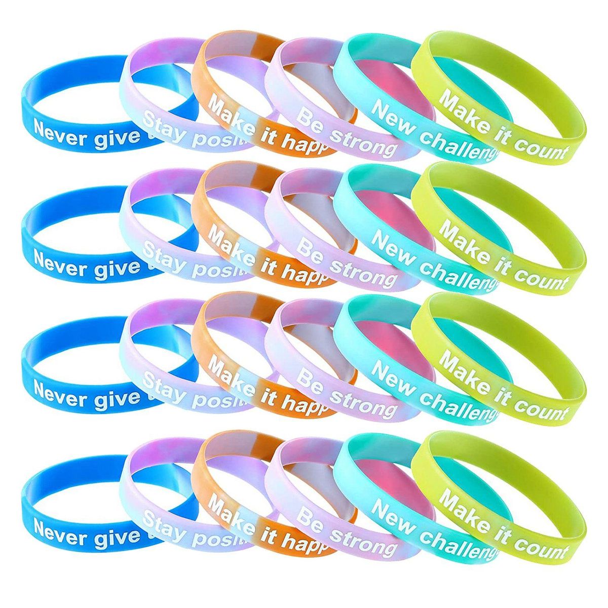 48 Pieces Inspirational Bracelets Colorful Motivational