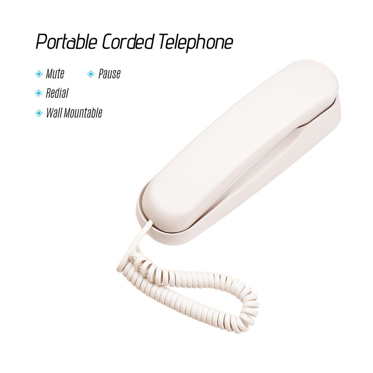 Mini Desktop Corded Landline Phone Fixed Telephone Wall