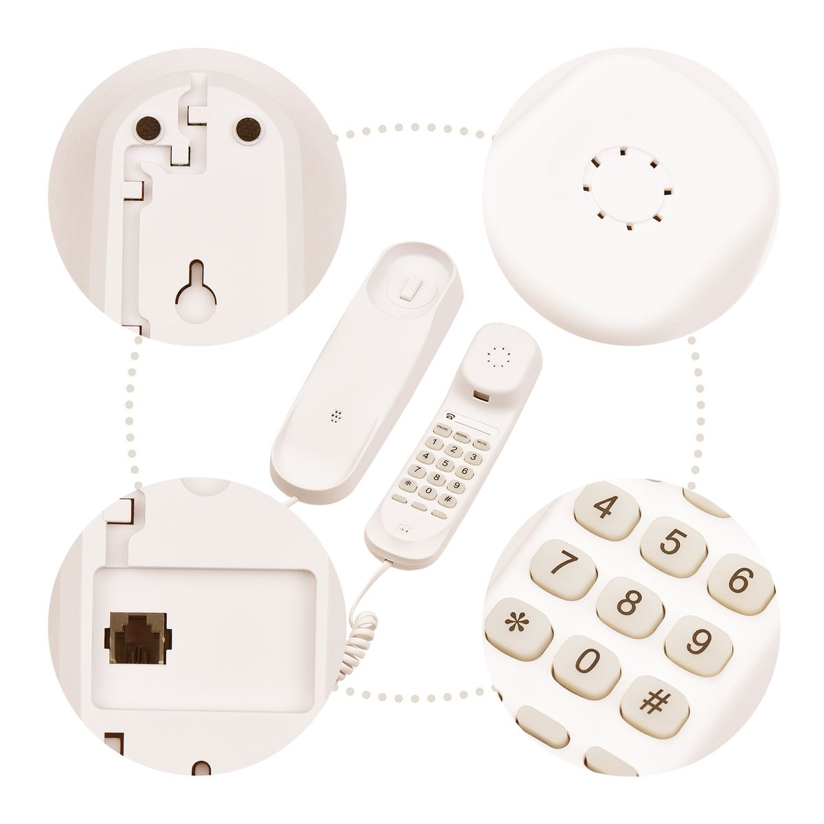 Mini Desktop Corded Landline Phone Fixed Telephone Wall