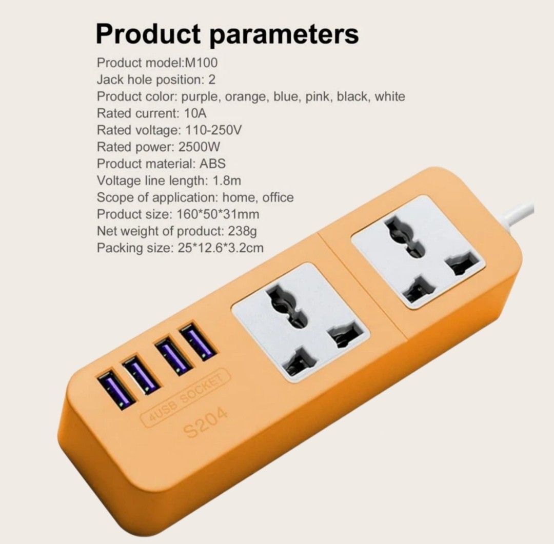 Original USB Wall Extension Cable Socket Cord Box