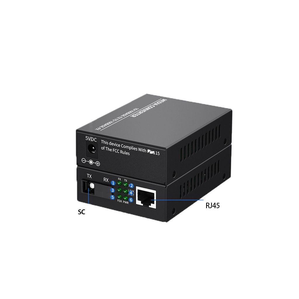 2PCS Gigabit Ethernet Fiber Media Converter Single Mode Single Fiber SC Transceiver 10/100Base-TX To 1000Base-FX With RJ45 Port