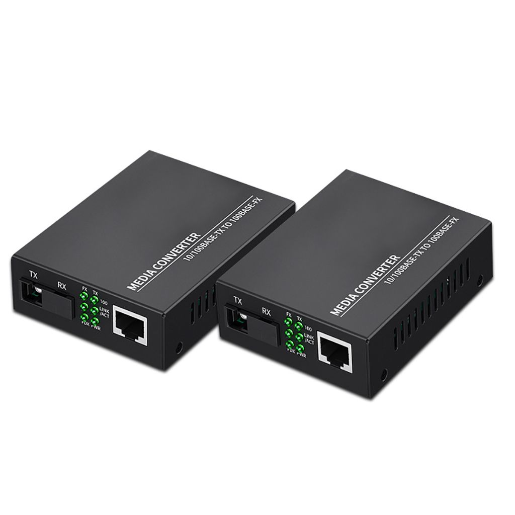 2PCS Gigabit Ethernet Fiber Media Converter Single Mode Single Fiber SC Transceiver 10/100Base-TX To 1000Base-FX With RJ45 Port