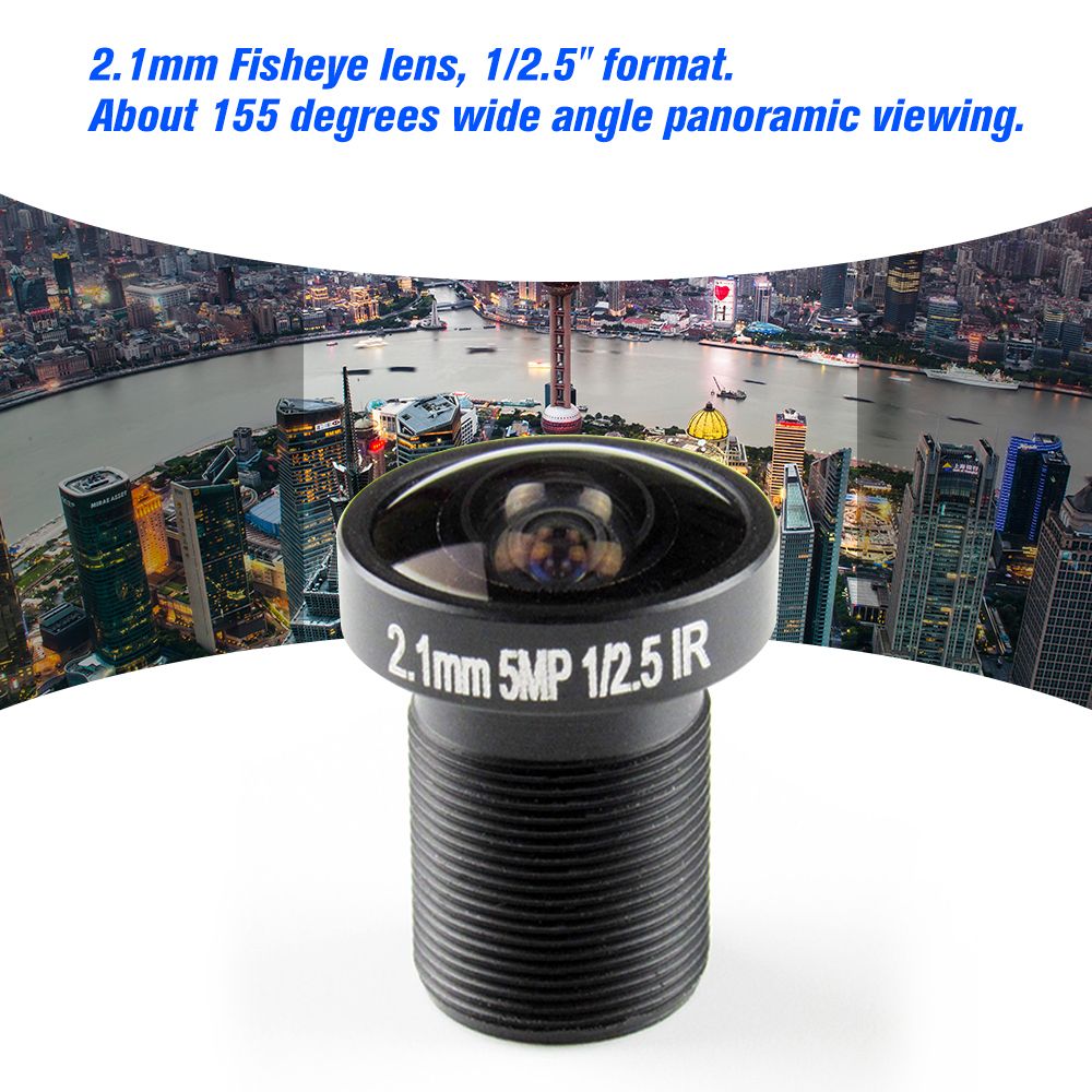 2.1mm  Fisheye CCTV Lens 1/2.5" HD 5.0 Megapixel For IP CCTV