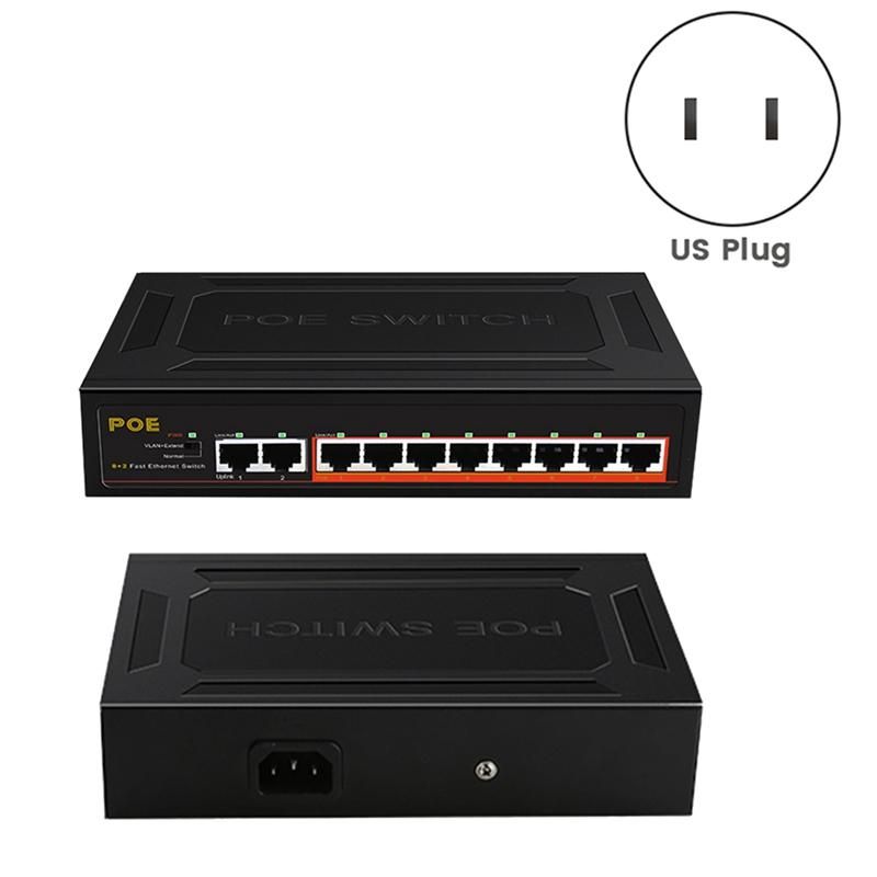 10 Ports POE Switch 100Mbps Ethernet Smart Switch 8 PoE+2