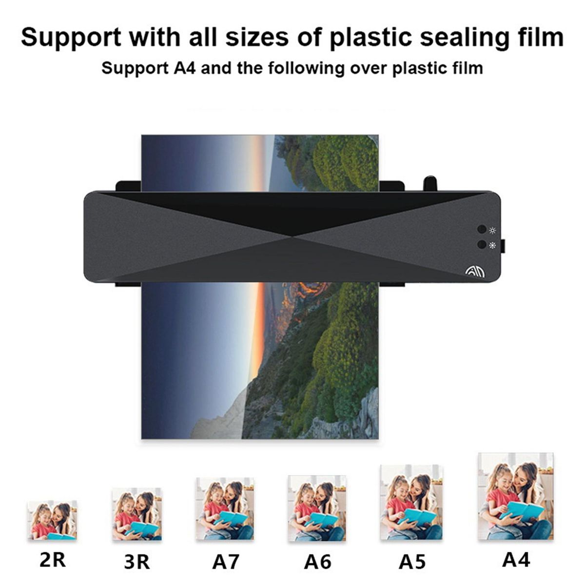 A4 Hot Laminator Portable Home Photo Corner RounderHole Punch30PCS Laminating Film EU Plug