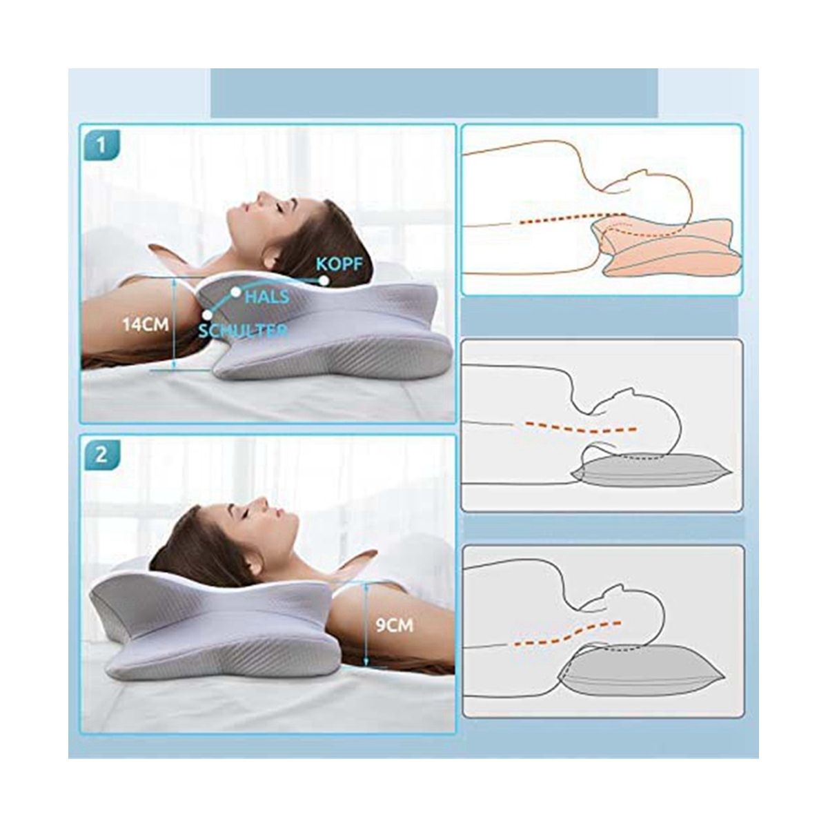 Orthopaedic Memory Foam Pillow Removable Ergonomic Neck
