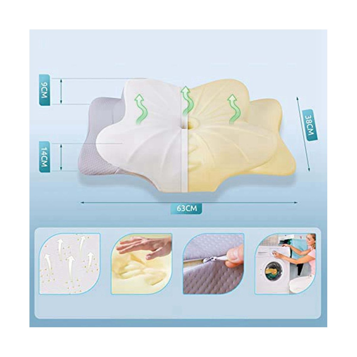 Orthopaedic Memory Foam Pillow Removable Ergonomic Neck