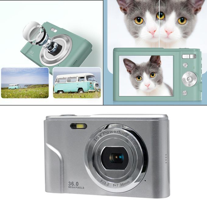 Compact HD Digital Camera Recorder 36MP 700mAH Creative Toy Silver