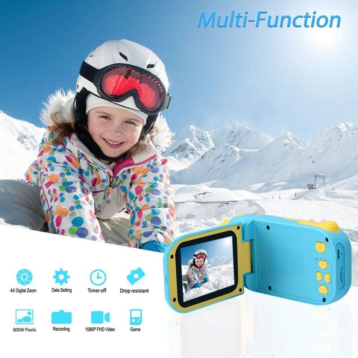 Kids Camera Gift Rechargeable For Kids Girls Boys 3 - 8 Years Old Blue