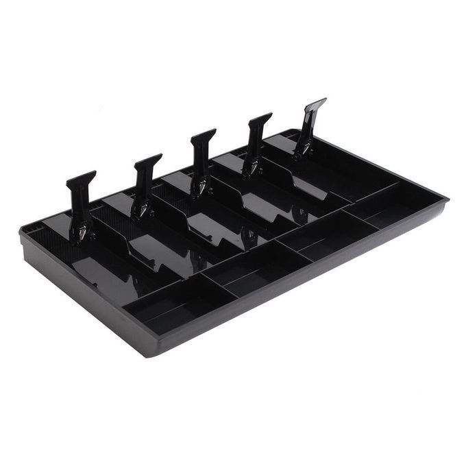 5 Grids Money Tray Store Cash Drawer Security Register Storage Box Insert Black