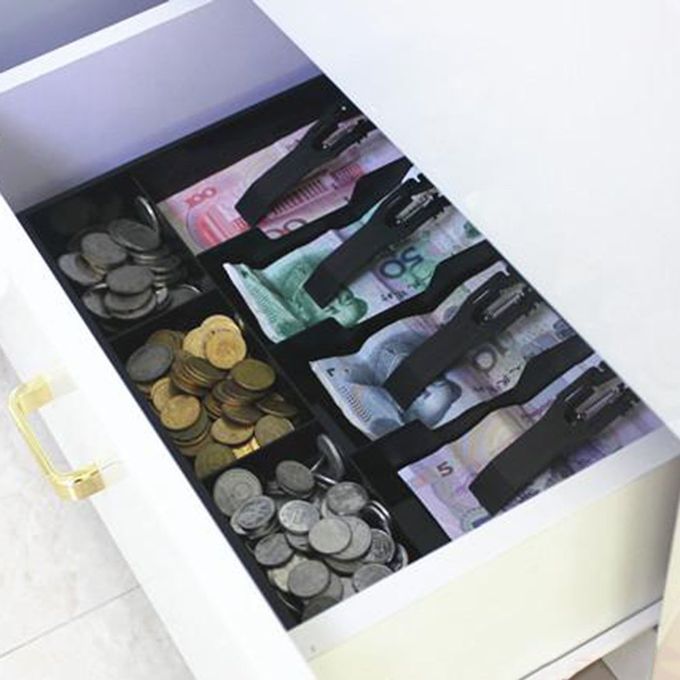 5 Grids Money Tray Store Cash Drawer Security Register Storage Box Insert Black