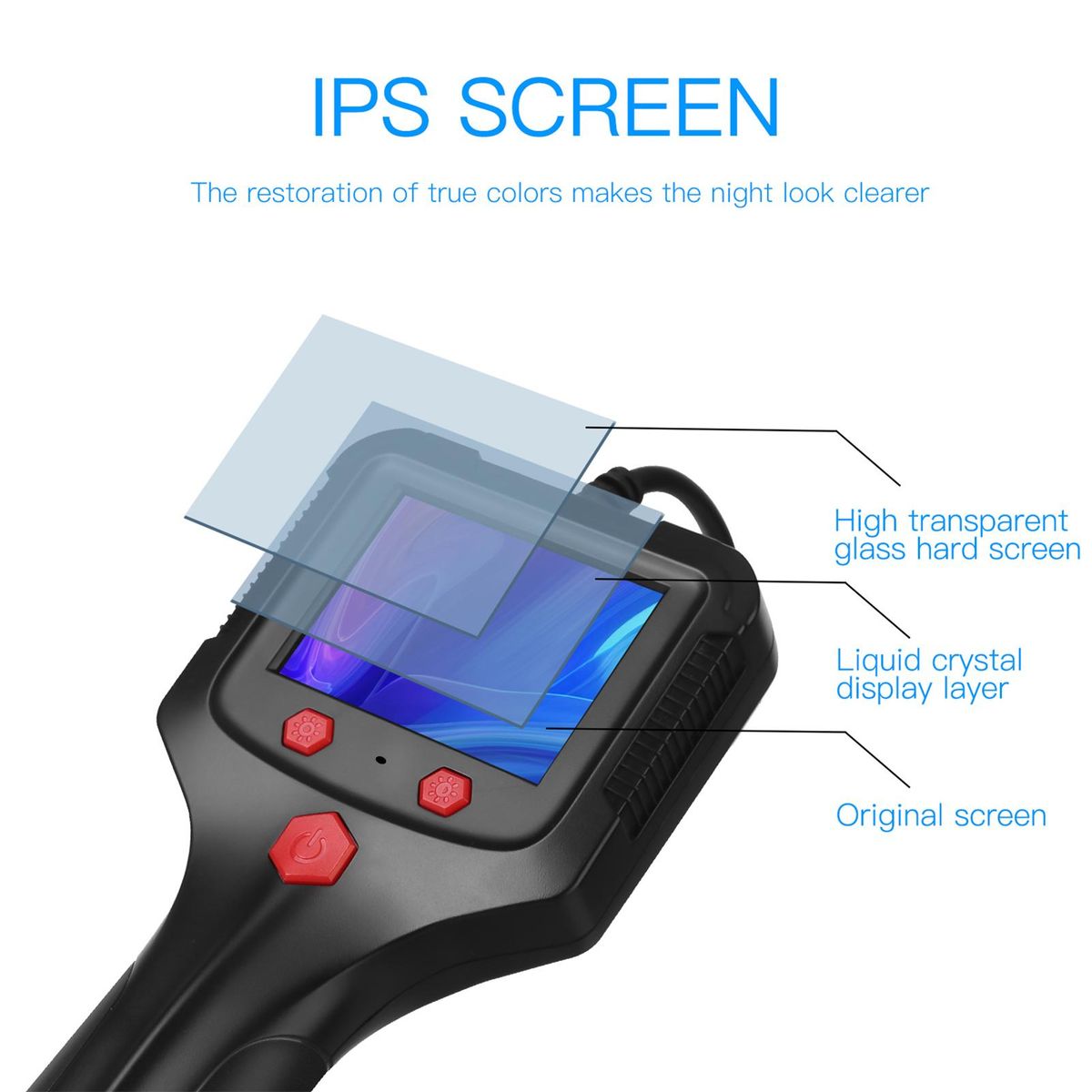P100 Industrial Endoscope 8mm 1080P Digital Borescope IP67 Waterproof Snake Scope Camera Handheld Inspection Camera With 2.4'' IPS Screen 6 LED-Lights
