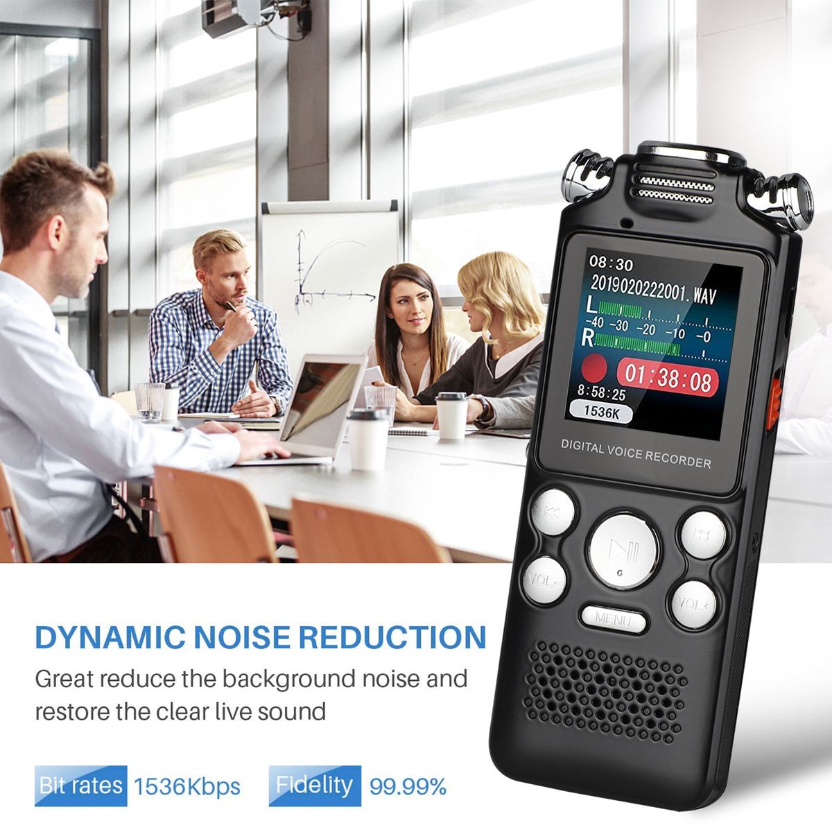 Professional Stereo Handheld Digital Recorder  Digital Voice Activated Recorder 1536Kbps Sound
