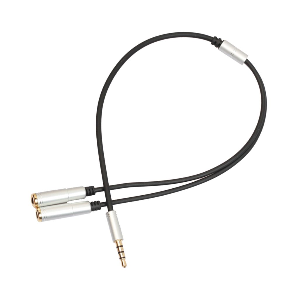 35mm 1 Male Jack Plug To 2 Female Sockets Y Splitter Cable Silver