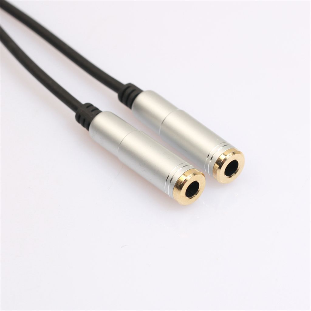35mm 1 Male Jack Plug To 2 Female Sockets Y Splitter Cable Silver