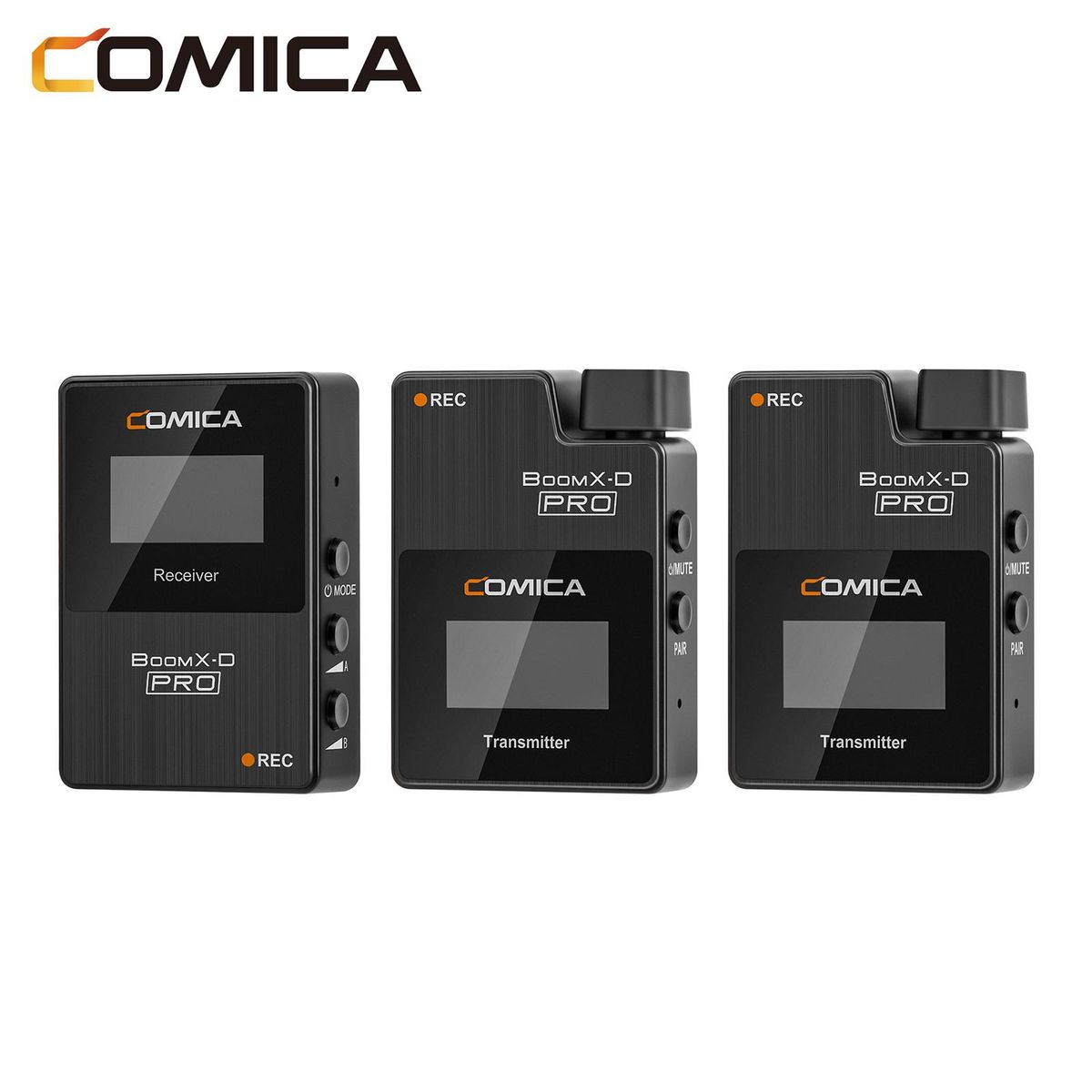 COMICA BoomX-D PRO D2 One-Trigger-Two 2.4G Dual-Channel Wireless Microphone System Built-in 8G Memory Card Digital & Analog Output Modes 100M Effective Range  for DSLR Mirrorless Cameras Smartphones Computers