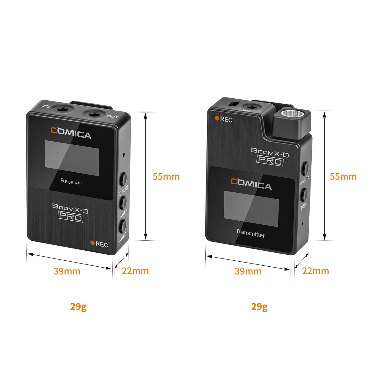 COMICA BoomX-D PRO D2 One-Trigger-Two 2.4G Dual-Channel Wireless Microphone System Built-in 8G Memory Card Digital & Analog Output Modes 100M Effective Range  for DSLR Mirrorless Cameras Smartphones Computers