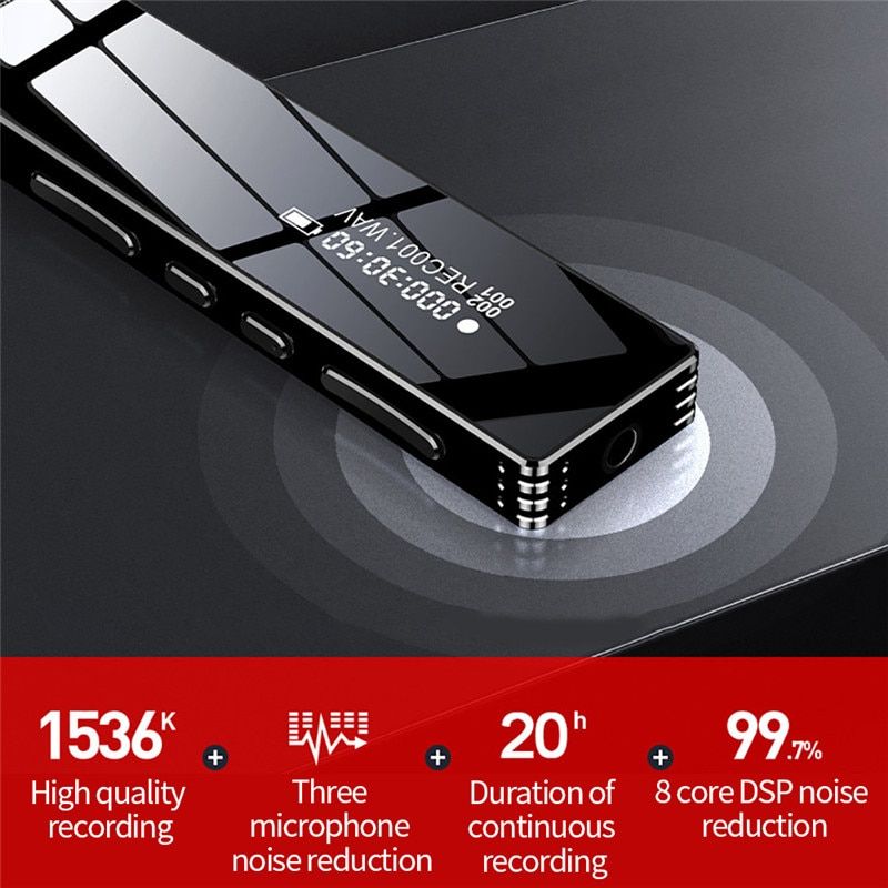 Digital Voice Recorder Portable MP3 Player Dictaphone Mini Secret Voice Recording Device Sound Audio Recorder Professional