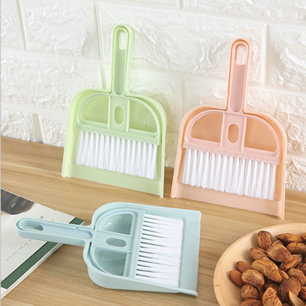 OR Mini Desktop Sweep Cleaning Brush Small Broom Dustpan Cute Little Suit Multi-color