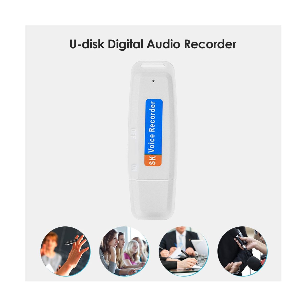 Portable Rechargeable U-Disk USB Digital Audio Voice Recorder Mini Dictaphone Activated Recorder -Black