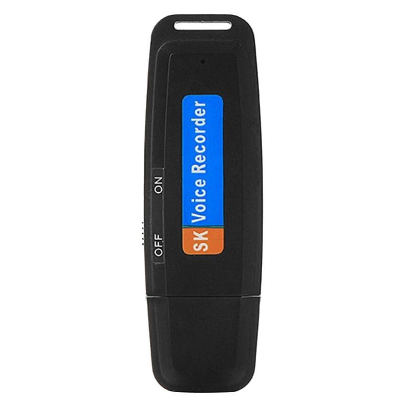 Portable Rechargeable U-Disk USB Digital Audio Voice Recorder Mini Dictaphone Activated Recorder -Black