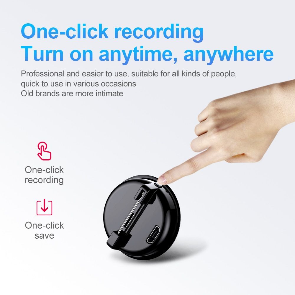 Mini Voice Recorder Professional HD Noise Reduction HIFI MP3 Player OneClick Digital Audio Recorder Built-in Microphone