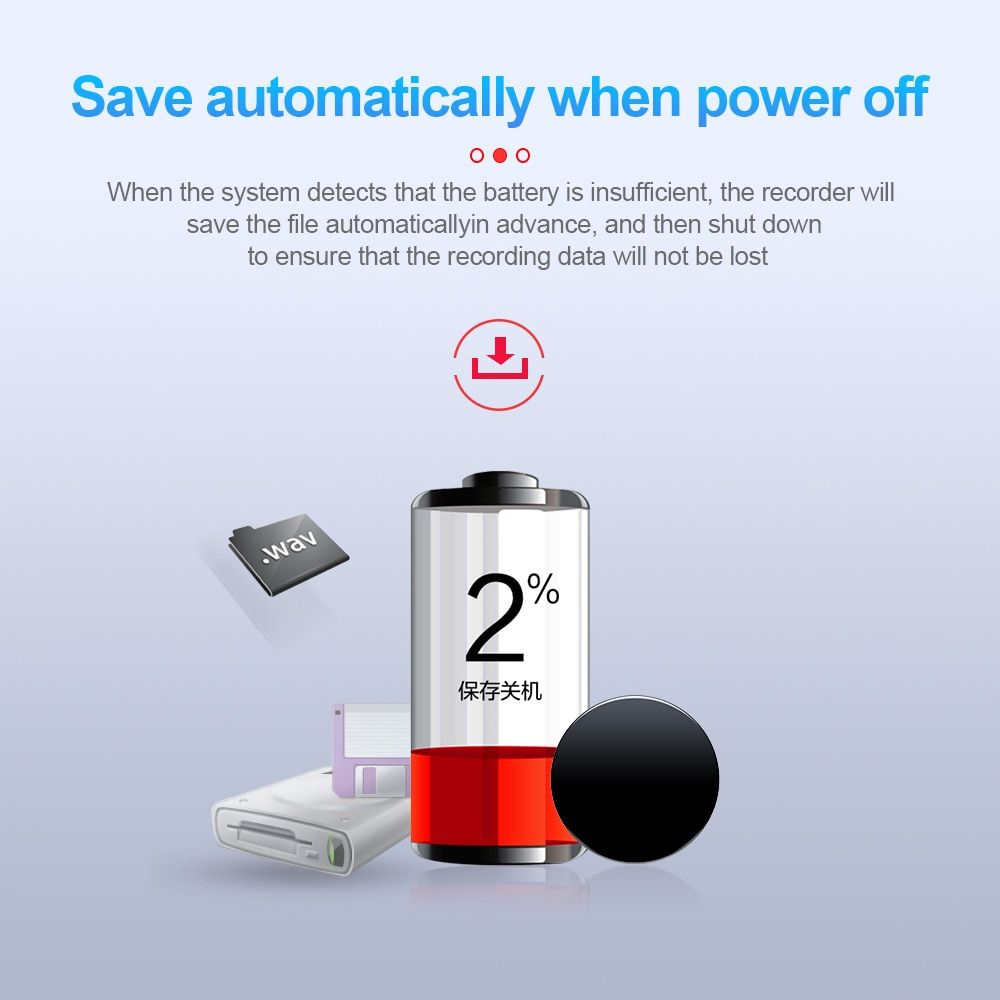Mini Voice Recorder Professional HD Noise Reduction HIFI MP3 Player OneClick Digital Audio Recorder Built-in Microphone