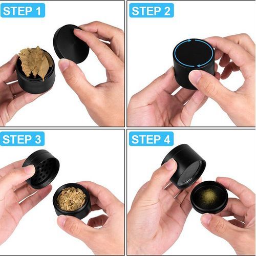 Herb Weed Tobbaco Grinder 4 Part Weed Crusher-Black