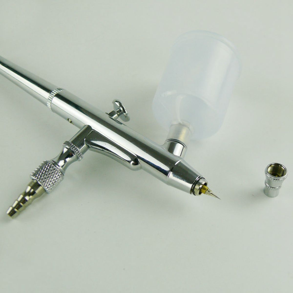 Mini Airbrush Kit, Double Actions Sprayer Pen For Art Nail Silver Tail