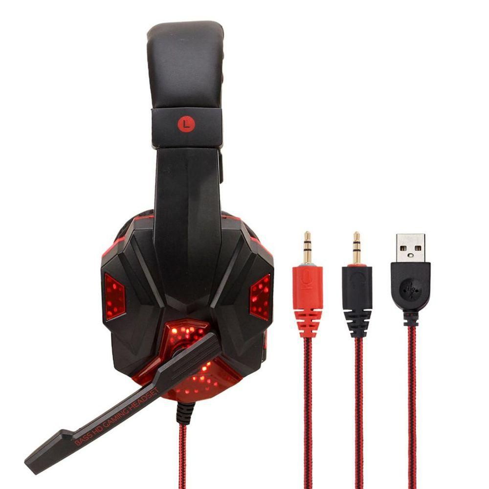 3.5mm Wired Gaming Headphones Earphones With Mic LED Light