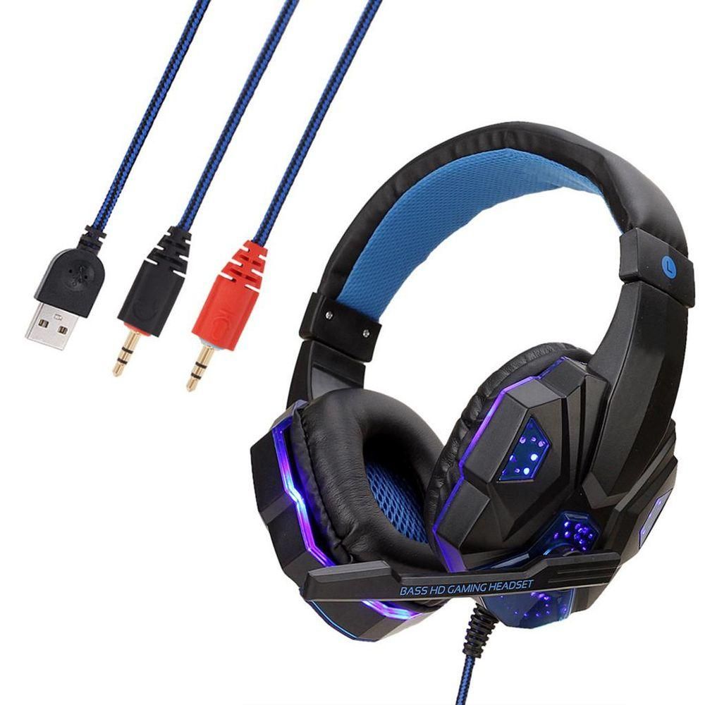 3.5mm Wired Gaming Headphones Earphones With Mic LED Light