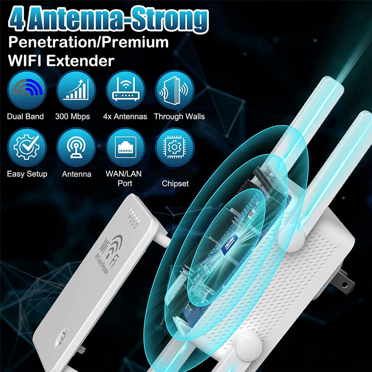 WiFi Extender Signal Booster 300Mbps Wireless WiFi Signal Amplifier WiFi RepeaterInternet Booster Wifi Extender-EU Plug