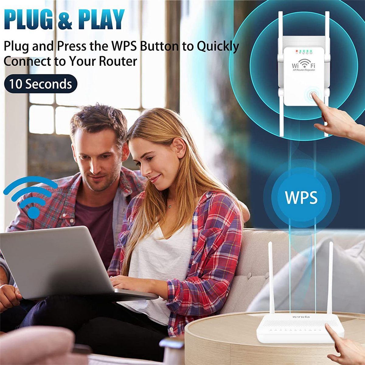 WiFi Extender Signal Booster 300Mbps Wireless WiFi Signal Amplifier WiFi RepeaterInternet Booster Wifi Extender-EU Plug