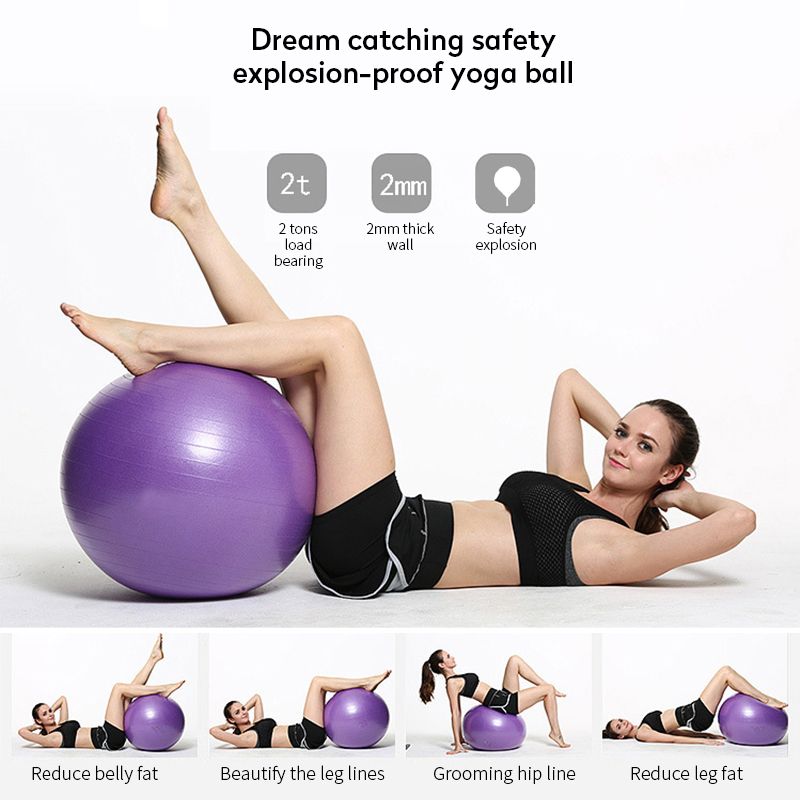 75cm Big Advanced Sports Yoga Ball + Gonfleur - Purple