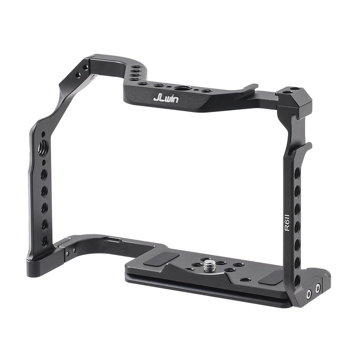 JLwin Protective Camera Cage Aluminum Alloy with Quick Release Plate Cold Shoe Mounts Numerous 1/4in-20 And 3/8in-16 Threaded Holes Compatible with Canon EOS R6II Camera