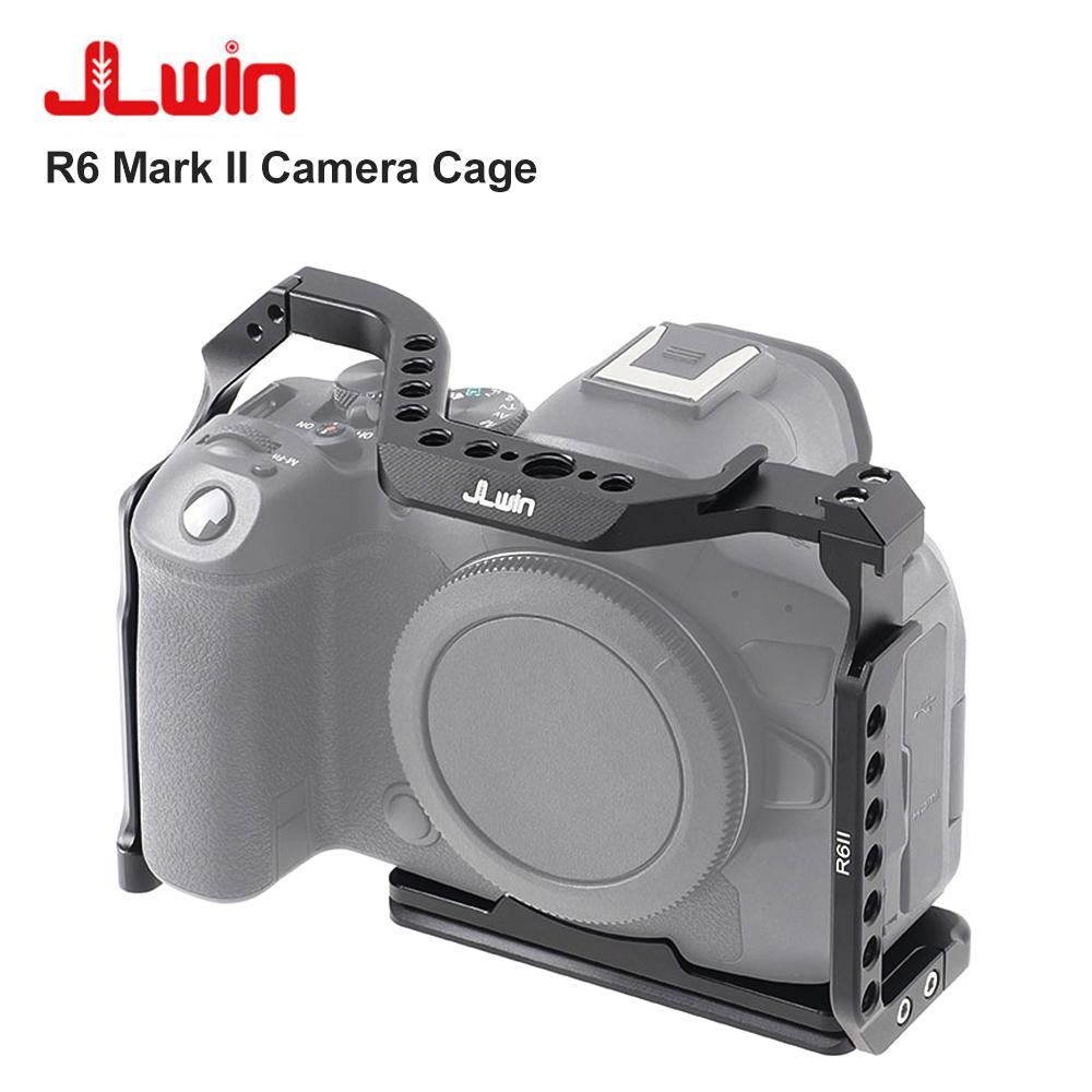 JLwin Protective Camera Cage Aluminum Alloy with Quick Release Plate Cold Shoe Mounts Numerous 1/4in-20 And 3/8in-16 Threaded Holes Compatible with Canon EOS R6II Camera