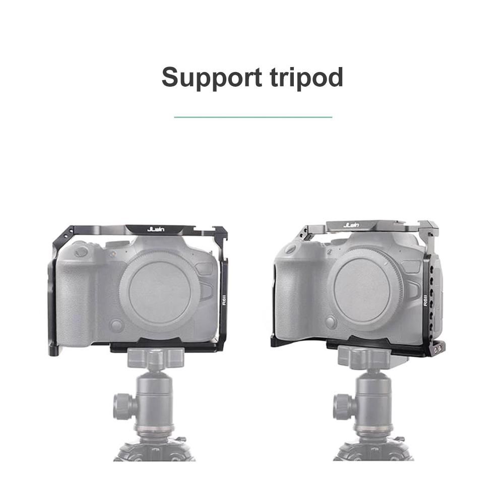 JLwin Protective Camera Cage Aluminum Alloy with Quick Release Plate Cold Shoe Mounts Numerous 1/4in-20 And 3/8in-16 Threaded Holes Compatible with Canon EOS R6II Camera