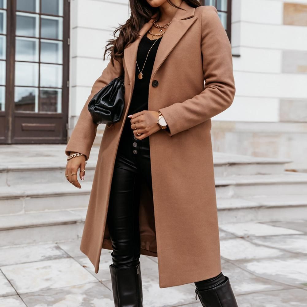 Woman Jacket Autumn Winter Long Sleeve Coat Women  Lapel Collar Coat