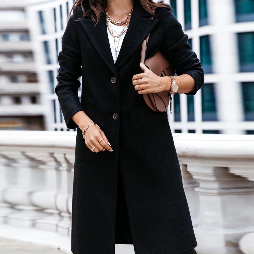 Woman Jacket Autumn Winter Long Sleeve Coat Women  Lapel Collar Coat