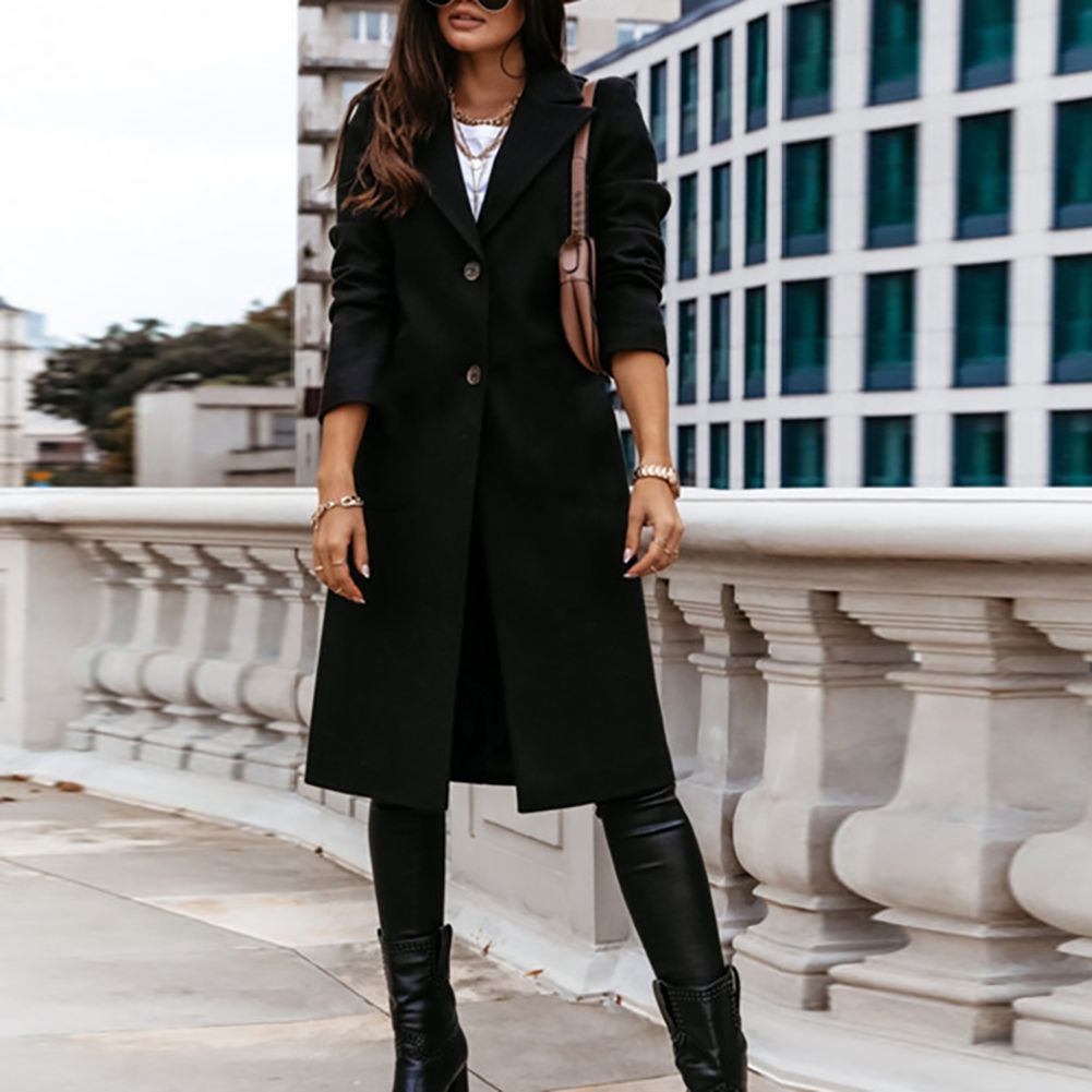 Woman Jacket Autumn Winter Long Sleeve Coat Women  Lapel Collar Coat