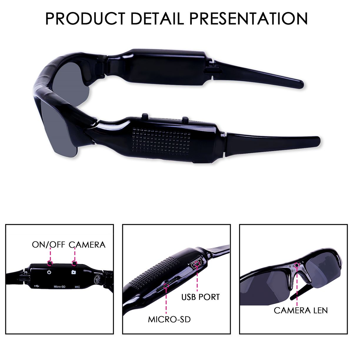 Video Sports In Camera DVR Sunglasses Recorder Eyewear Eyewear Outdoor Cycling 1 Digital Men Cycling HD UV400 Glasses Fishing 3