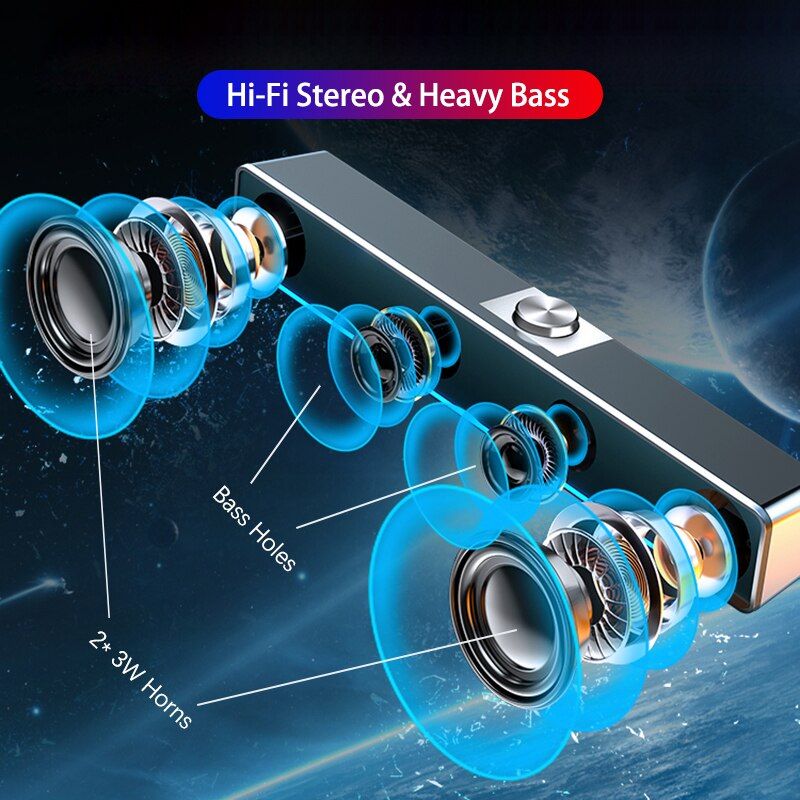 LED TV Sound Bar AUX Wired Wireless Bluetooth Speaker Home Theater System Surround SoundBar For TV PC Computer Speakers