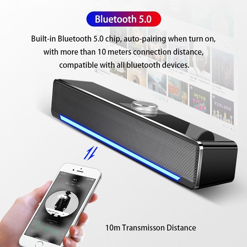 LED TV Sound Bar AUX Wired Wireless Bluetooth Speaker Home Theater System Surround SoundBar For TV PC Computer Speakers