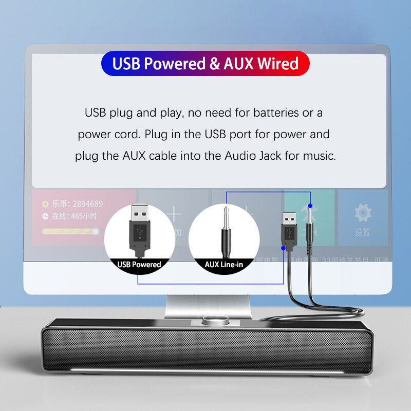 LED TV Sound Bar AUX Wired Wireless Bluetooth Speaker Home Theater System Surround SoundBar For TV PC Computer Speakers