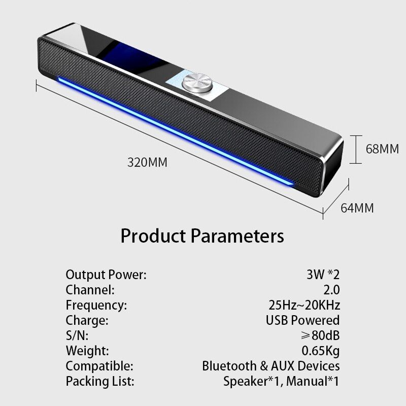LED TV Sound Bar AUX Wired Wireless Bluetooth Speaker Home Theater System Surround SoundBar For TV PC Computer Speakers