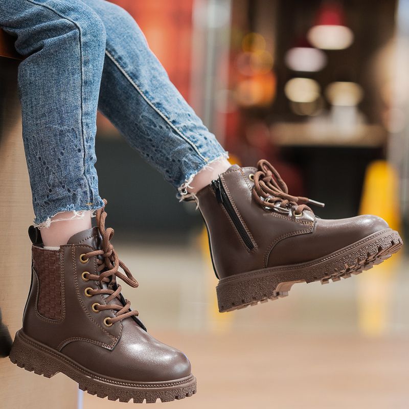 Children's Non-slip Martin Boots Casual Outdoor Performance Shoes-Brown